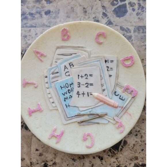 Vintage Popular Imports 3D ABC or School Days Small Plate Dated 1996 - Picture 2 of 4